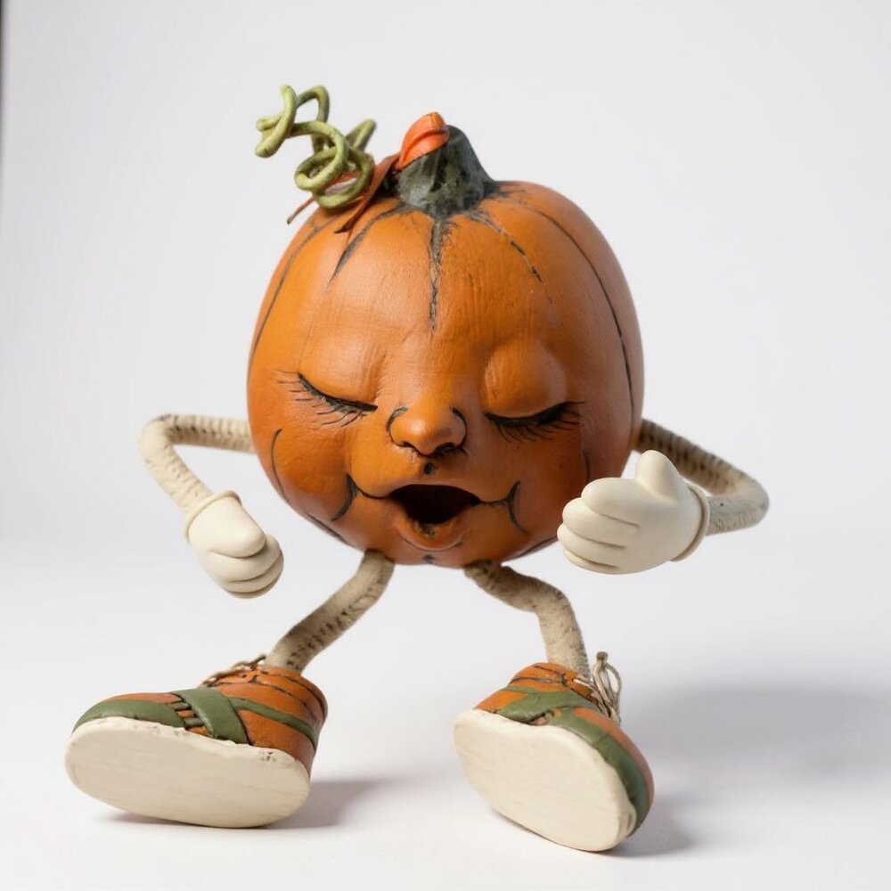 Halloween Ceramic Mold Pumpkin jack-o’-lantern sleepy face Dona’s 5”